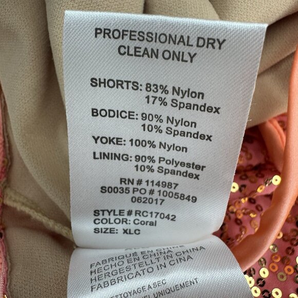 Revolution Dance Costume CORAL Sequins XL Child Solo Lyrical Figure Ice Skate - Picture 10 of 15